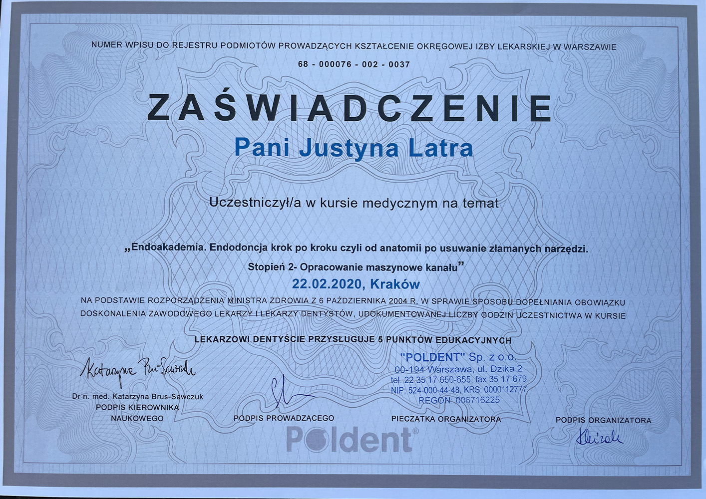 Certyfikat_Justyna_Poldent_1