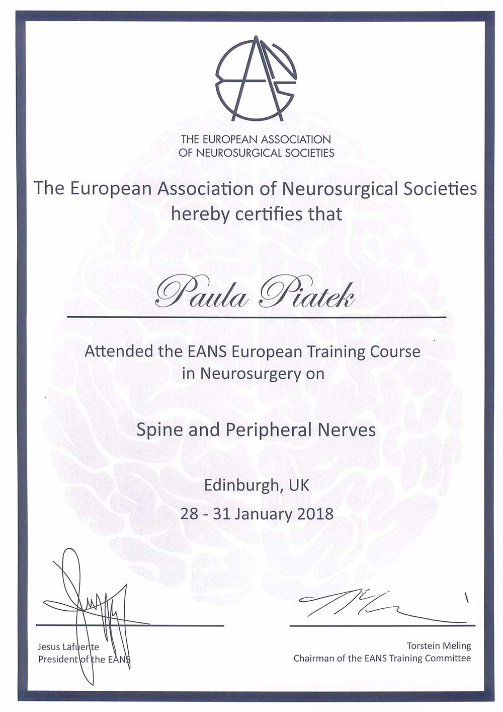 LEK-MED-PAULA-PIATEK-Attended-the-EANS-European-Training-Course-in-Neurosurgery-on-Spine-and-Peripheral-Nerves